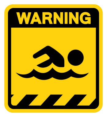 Yüzme Alanı Uyarı İşareti, Vektör İllüzyonu, Beyaz Arkaplan Laboratuvarında Tecrit. EPS10