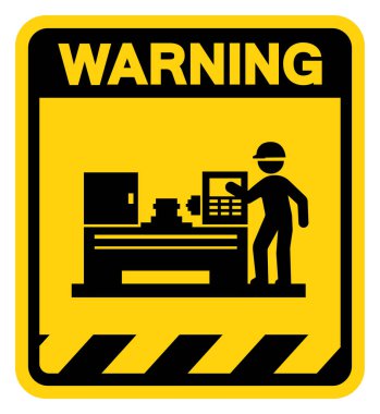 CNC Alan Uyarı İşareti, Vektör İllüzyonu, Beyaz Arkaplan Etiketinde Tecrit. EPS10