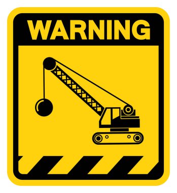 Crane, Beyaz Arkaplan Labaratuvarı 'nda İzole EPS10, Vektör İllüzyonu diye bir bina uyarı levhasını parçaladı.