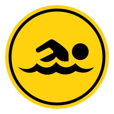 Yüzme Sembolü İşareti, Vektör İllüstrasyonu, Beyaz Arkaplan Etiketi İzole EPS10