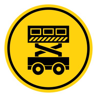 İşaret İşaretinde Makas Kaldırma, Vektör İllüstrasyonu, Beyaz Arkaplan Etiketinde Tecrit. EPS10