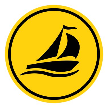 Yelkenli Teknesi Sembol İşareti, Vektör İllüstrasyonu, Beyaz Arka plan Etiketinde İzole EPS10.