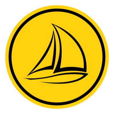 Yelkenli Tekne Bölgesi Sembol İşareti, Vektör İllüstrasyonu, Beyaz Arkaplan Etiketinde Tecrit. EPS10