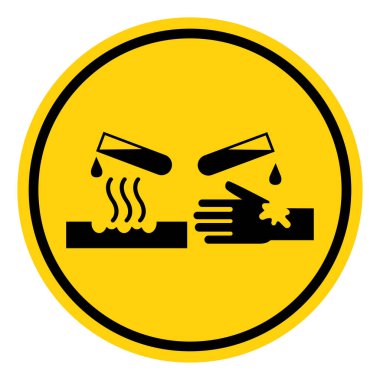 Aşındırıcı Madde Sembol İşareti, Vektör İllüstrasyonu, Beyaz Arkaplan Etiketinde Tecrit. EPS10