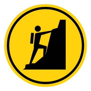 Kayaların Arasında Yürüyüş Sembol İşareti, Vektör İllüzyonu, Beyaz Arkaplan Etiketinde İzole EPS10