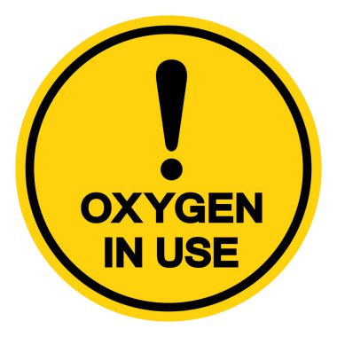 Oksijen Kullanımda Sembol İşareti, Vektör İllüzyonu, Beyaz Arkaplan Etiketinde Tecrit. EPS10