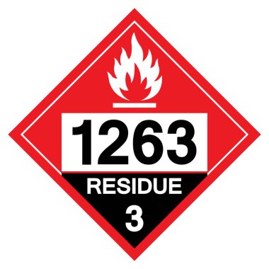 Boya UN1263 Sınıf 3 Sembol İşareti, Vektör İllüstrasyonu, Beyaz Arkaplanda İzolasyon, Etiket .EPS10