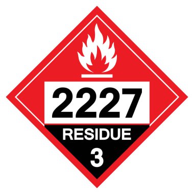 UN2227 Yanıcı Sıvı Kalıntısı Sınıf 3 Sembol İşareti, Vektör İllüstrasyonu, Beyaz Arkaplanda İzolasyon, Etiket .EPS10