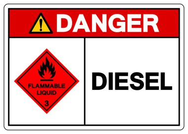 Tehlike Diesel Sembol İşareti, Vektör İllüzyonu, Beyaz Arkaplanda İzolasyon, Etiket. EPS10