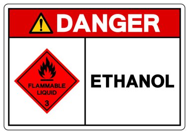 Tehlike Etanol Sembol İşareti, Vektör İllüzyonu, Beyaz Arkaplanda İzolasyon, Etiket. EPS10