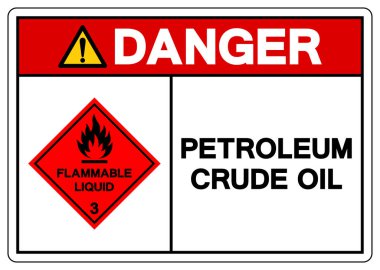 Tehlike Petrolü Kaba Yağ Sembolü İşareti, Vektör İllüstrasyonu, Beyaz Arkaplanda İzolasyon, Etiket. EPS10