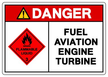 Tehlike Yakıt Havalandırma Türbini Motor Sembol İşareti, Vektör İllüstrasyonu, Beyaz Arkaplanda İzole Edilme, Etiket. EPS10