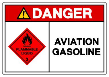 Tehlike Havacılık Benzin Sembolü İşareti, Vektör İllüstrasyonu, Beyaz Arkaplanda İzole Edilme, Etiket. EPS10