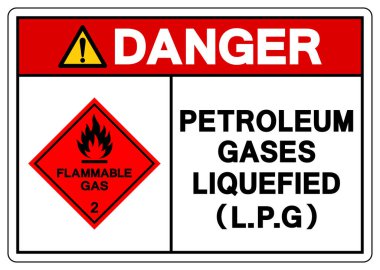 Tehlike Petrol Gazları Sıvılaştırılmış LPG Sembol İşareti, Vektör İllüstrasyonu, Beyaz Arkaplanda İzole Edilme, Etiket. EPS10