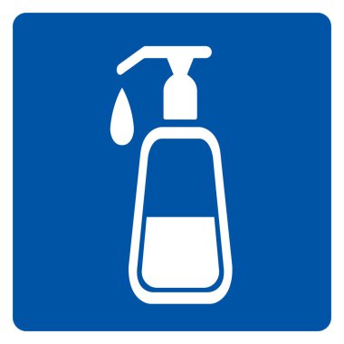 Elini dezenfektan sabun sembolü, vektör ilülasyonu, beyaz arka plan laboratuarında tecrit.