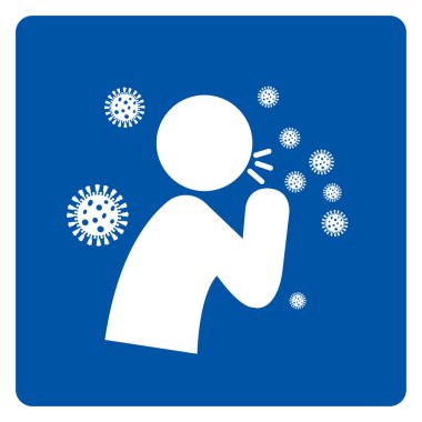 Yeni Öksürük Semptomları Covid-19 Sembol İşareti, Vektör İllüstrasyonu, Beyaz Arkaplan Laboratuvarında İzole EPS10.