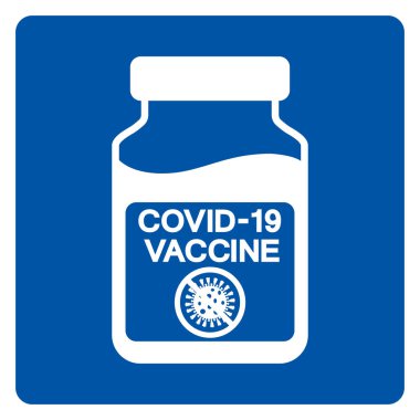 Covid-19 Aşı Sembol İşareti, Vektör İllüstrasyonu, Beyaz Arkaplan Etiketinde İzole Edilmiş. EPS10