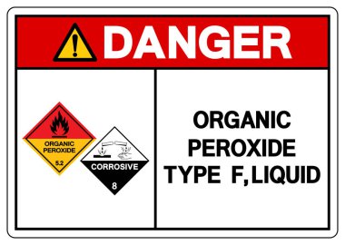 Tehlike Oganik Peroksit Tipi F Sıvı Sembol İşareti, Vektör İllüzyonu, Beyaz Arkaplanda İzole Edilme, Etiket. EPS10