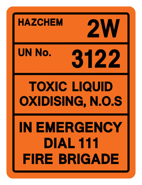 Hazard Chemical Toxic Liquid Oxidising UN 3122 Symbol Sign, Vector Illustration, Isolate On White Background, Label. EPS10