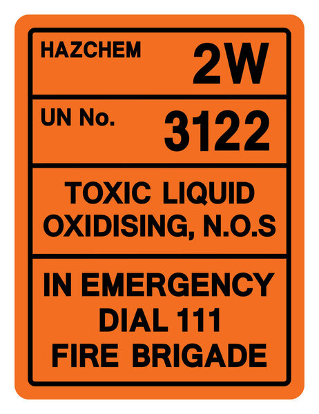 Hazard Chemical Toxic Liquid Oxidising UN 3122 Symbol Sign, Vector Illustration, Isolate On White Background, Label. EPS10