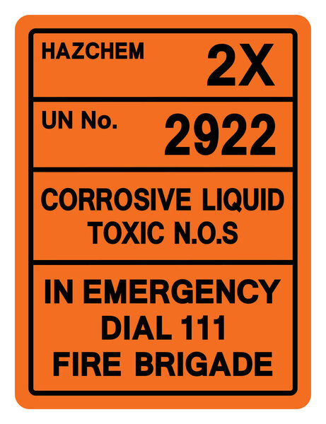 Hazard Chemical Corrosive Liquid Toxic UN 2922 Symbol Sign, Vector Illustration, Isolate On White Background, Label. EPS10