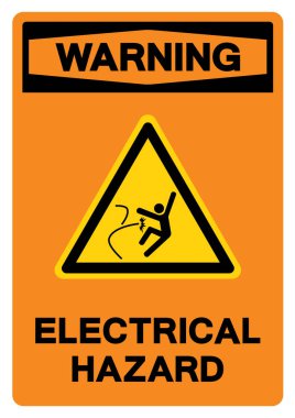 Uyarı Elektriksel Tehlike Sembol İşareti, Vektör İllüstrasyonu, Beyaz Arkaplan Etiketinde İzole Edilme. EPS10