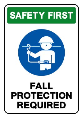 Güvenlik Birinci Sonbahar Koruma İşareti, Vektör İllüstrasyonu, Beyaz Arkaplan Etiketinde İzole Edilmesi Gerekiyor. EPS10