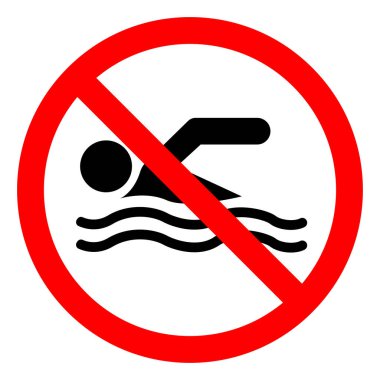 Yüzme Sembol İşareti Yok, Vektör İllüzyonu, Beyaz Arkaplan Etiketinde İzole Edilme. EPS10