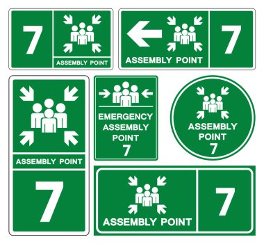 Montaj Noktası 7 Sembol İşareti, Vektör İllüstrasyonu, Beyaz Arkaplan Etiketinde İzole EPS10.