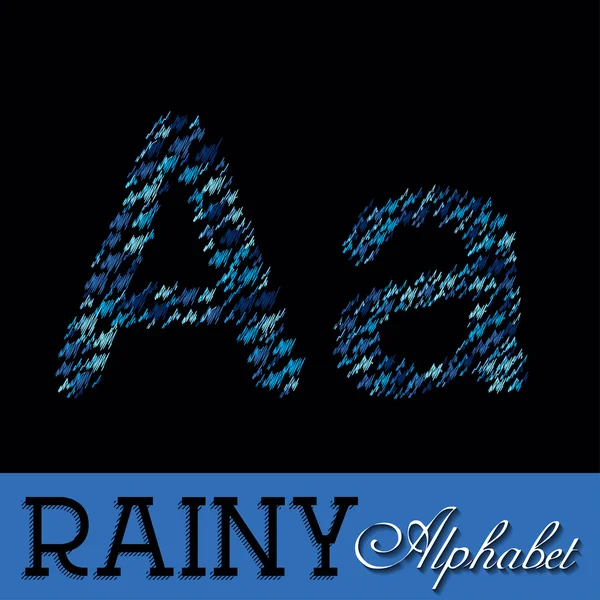 Rainy drops alphabet with Numbers. Vector illustration — Stock Vector