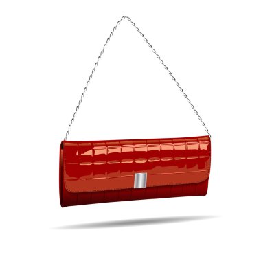Beyaz foto-gerçekçi illüstrasyon izole kırmızı kadın çanta.