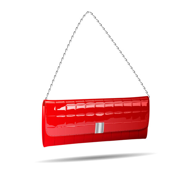 Red women bag isolated on white photo-realistic illustration.