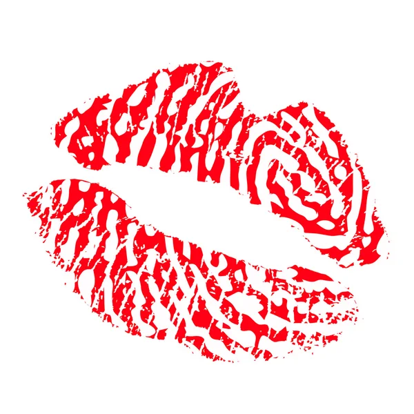 Imagem de lábios de impressão digital vermelha no fundo branco . —  Vetores de Stock