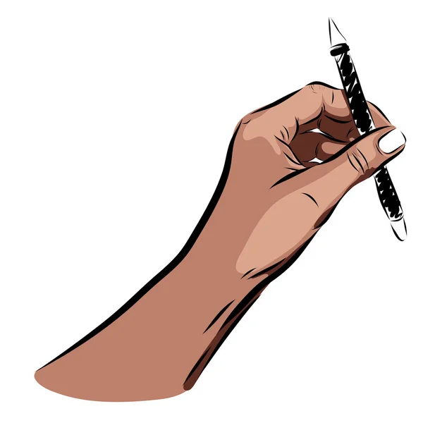 Hand with pencil on a white background. Vector EPS illustration — Stock Vector