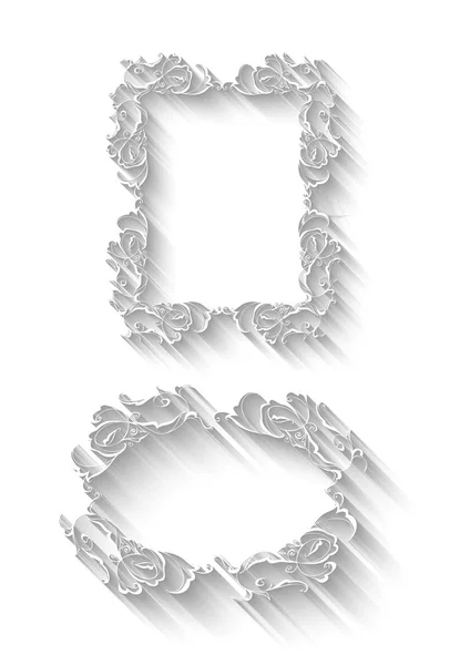 Elegante papier retro Floral frame set. Hand getekende vintage design sjabloon voor banner, wenskaart, bruiloft uitnodiging, vignet, menu enz. Vector. — Stockvector