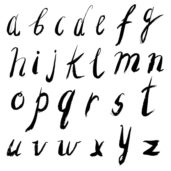 矢量字母表手绘的信用笔刷写的字母表字母. — 图库矢量图片