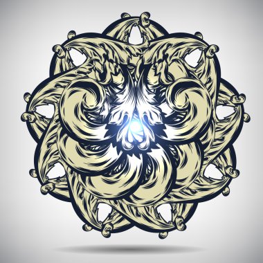 Mandala. Güzel vintage yuvarlak desen. El arka plan çekilmiş. Dekoratif retro afiş izole. Davet, tişört baskı, düğün kartı, scrapbooking. Dövme öğesi. Vektör