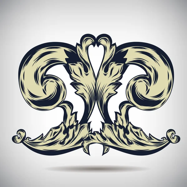 Antiguo ornamento floral vintage sobre fondo blanco. Vector — Vector de stock