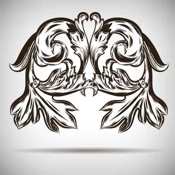 Antiguo ornamento floral vintage sobre fondo blanco. Vector — Vector de stock