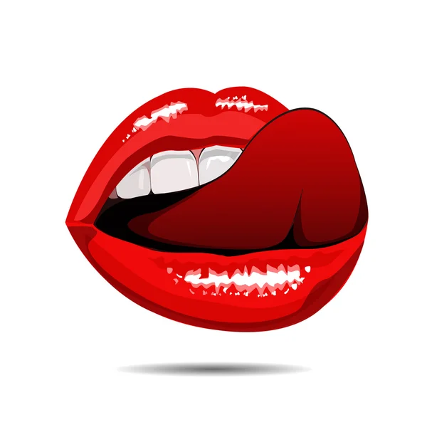 Female red disco lips on white backgroud. Vector illustration. EPS — Stock Vector