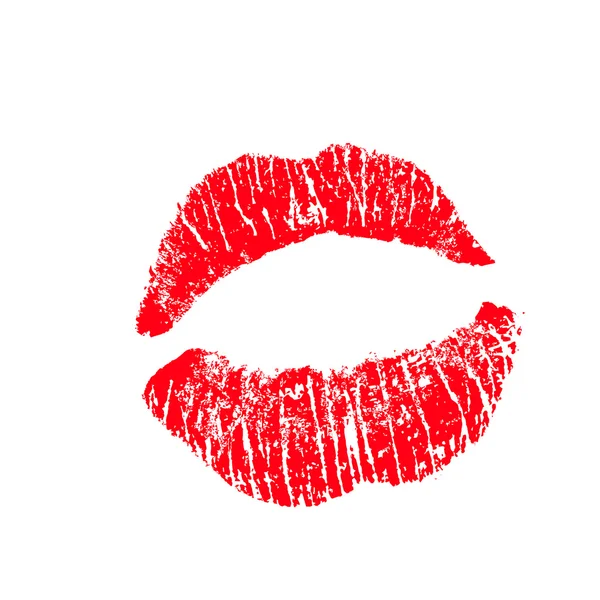 Impresión de labios rojos. Ilustración vectorial sobre fondo blanco . — Foto de Stock