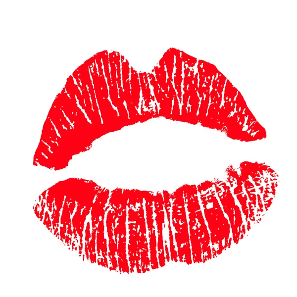 Impresión de labios rojos. Ilustración vectorial sobre fondo blanco . — Foto de Stock