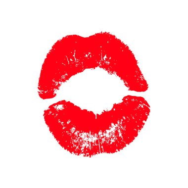 Kırmızı dudaklar Yazdır. resimde beyaz arka plan üzerinde.