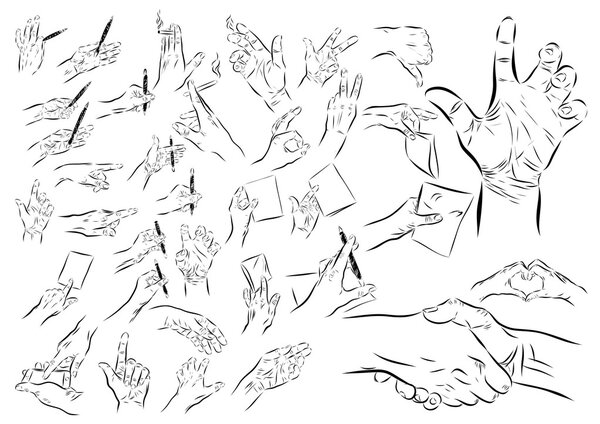 Big hands set on white background. illustration