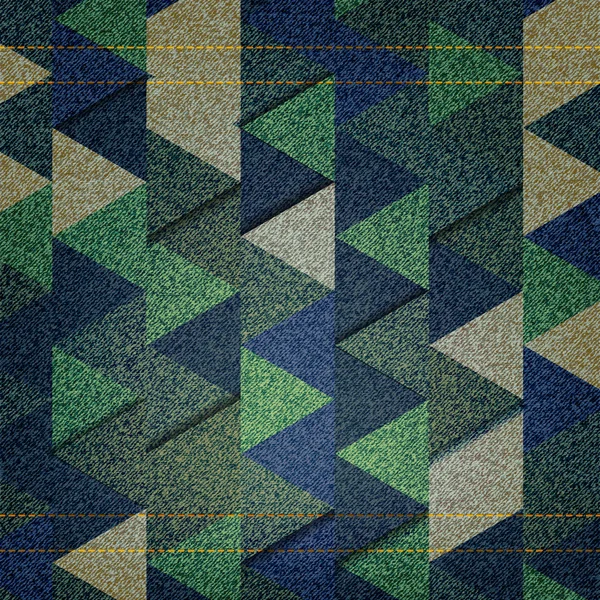 Fundo geométrico colorido com textura de triângulos e jeans . — Fotografia de Stock
