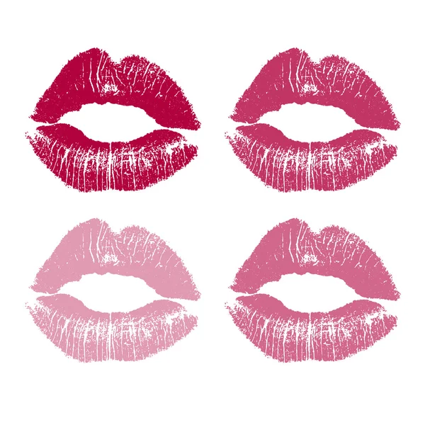 Juego de impresiones de labios rosas. ilustración sobre fondo blanco . —  Fotos de Stock