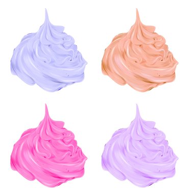 Farklı Topingler ile lezzetli cupcakes kümesi. Beyaz arka plan üzerinde izole