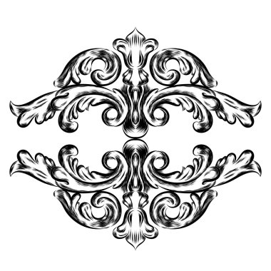 Beyaz arka plan üzerinde antik vintage çiçek süsleme. Vektör