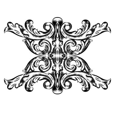 Beyaz arka plan üzerinde antik vintage çiçek süsleme. Vektör