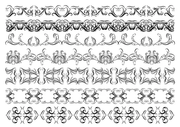 Ornamento floral vintage antigo definido no fundo branco. Vetor — Vetor de Stock